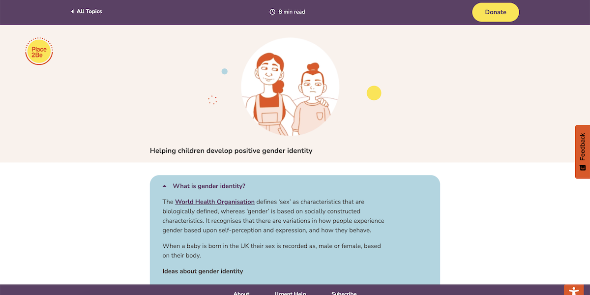 Place2be - Helping children develop positive gender identity
