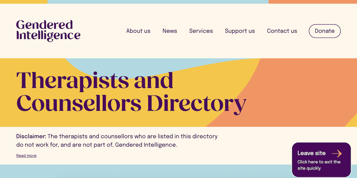 Therapists and Counsellors Network Directory for LGBTQIA+ Youth
